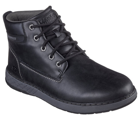 Ghete sport, barbati, SKECHERS GARLAN - DENO, 205235-BLK negru, piele ecologica